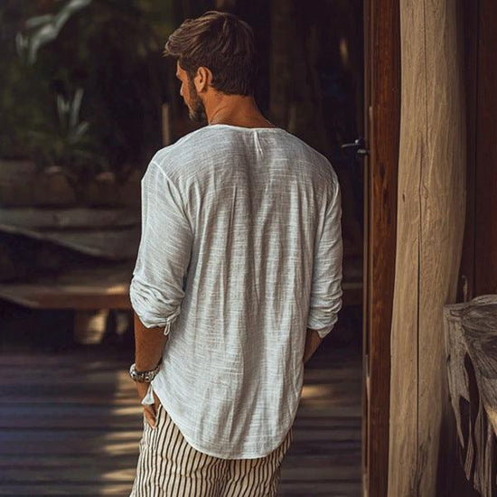 Men’s Slim Fit V-Neck Long Sleeve T-Shirt – Lightweight Casual Top men-tshirt AllTrendMart