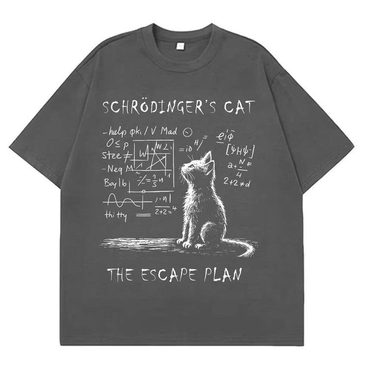 Schrödinger Cat Graphic T-Shirt – Physics Cotton Streetwear Tee unisex-tshirt AllTrendMart Dark Grey S