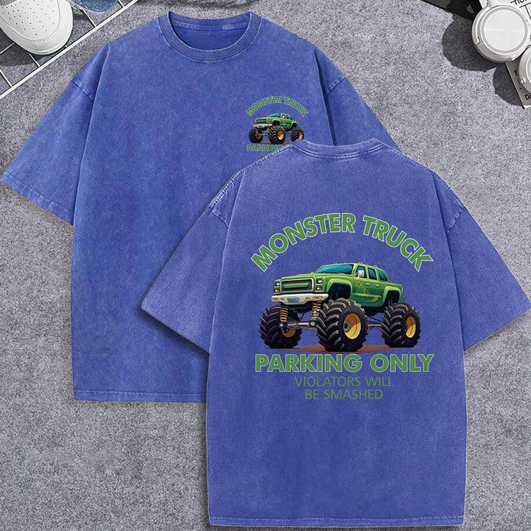 Vintage Monster Truck T-Shirt – Men’s Washed Cotton Graphic Tee unisex-tshirt AllTrendMart Blue XS