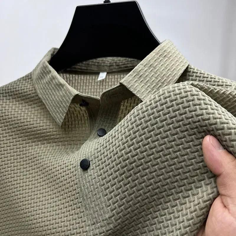 Men’s Breathable Polo Shirt – Lightweight Short Sleeve Smart Casual Top men-tshirt AllTrendMart Beige S