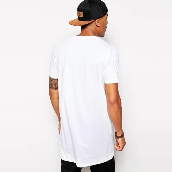 Men’s Longline Cotton T-Shirt – Hip Hop Extra Long Casual Tee men-tshirt AllTrendMart