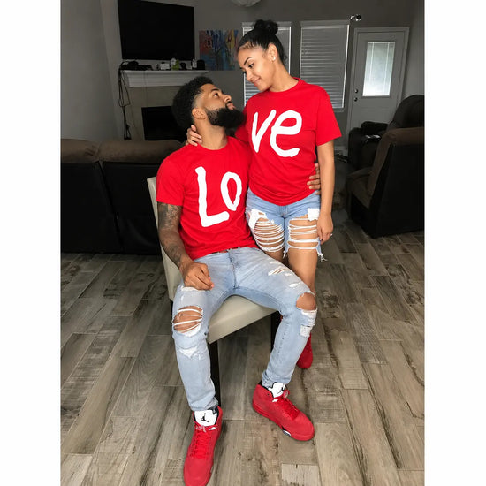 Matching Couple Graphic T-Shirt – Casual Loose Fit Cotton Blend Tee - AllTrendMart - image 2