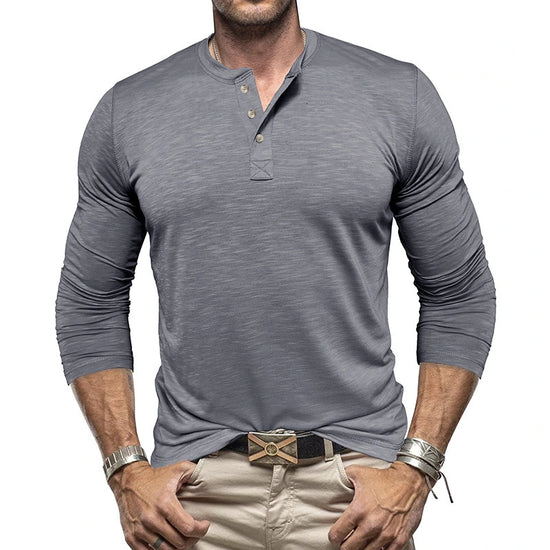 Men’s Long Sleeve Henley T-Shirt – Casual Slub Cotton Style Pullover - AllTrendMart - image 2