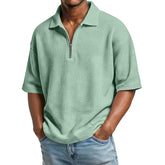 Men’s Waffle Knit Polo T-Shirt – Short Sleeve Breathable Summer Tee men-tshirt AllTrendMart Light Green S