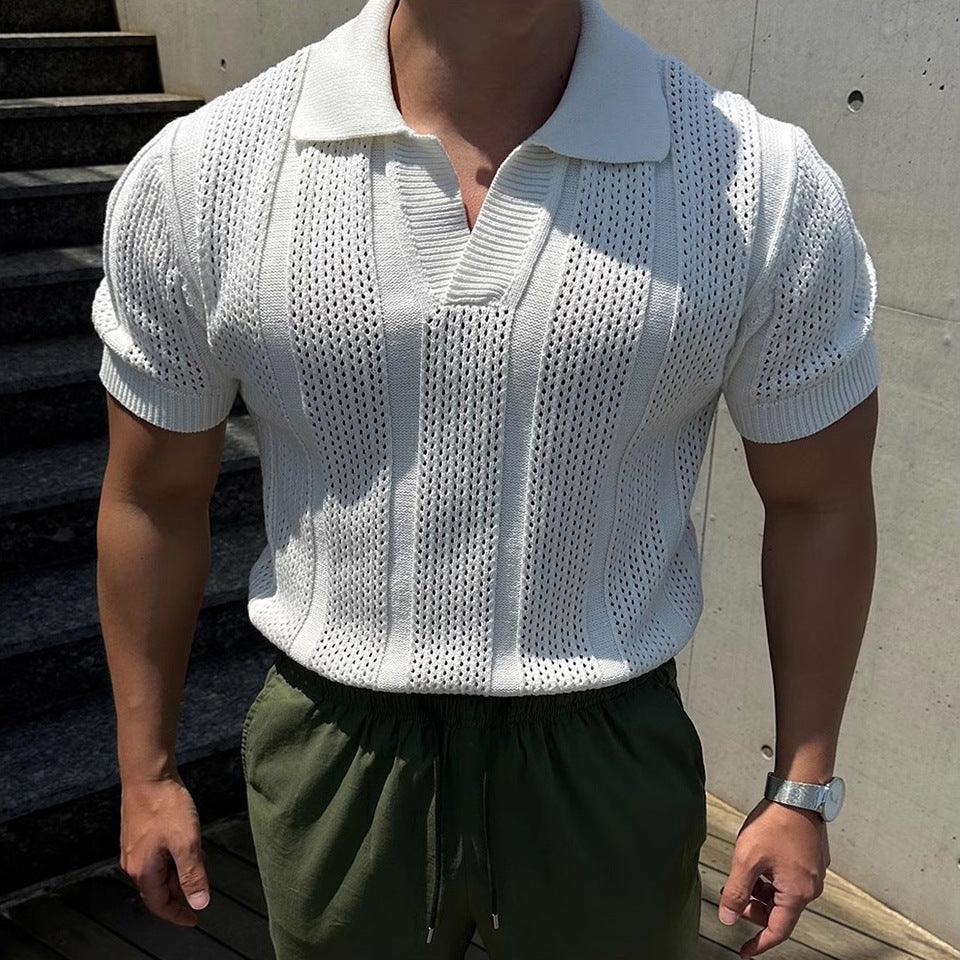 Men’s Breathable Polo T-Shirt – Lightweight Short Sleeve Summer Casual Top men-tshirt AllTrendMart White M