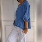 Women’s Ruffle Sleeve T-Shirt – Cotton Casual Short Sleeve Top women-tshirt AllTrendMart
