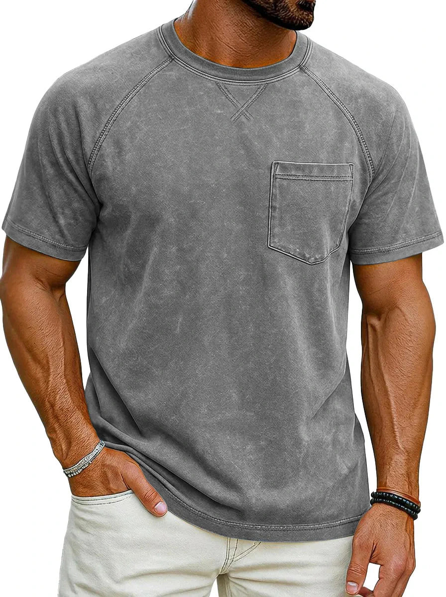 Men’s Retro Distressed Raglan T-Shirt – Loose Fit Casual Streetwear Tee men-tshirt AllTrendMart
