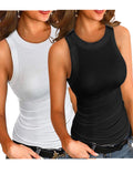 2 Piece Women's Vest Sexy Crew Neck Bottom Layer Wear Top Outside (10220261900568)