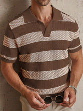 Men’s Knit Polo T-Shirt – Contrast Color Short Sleeve Casual Top men-tshirt AllTrendMart