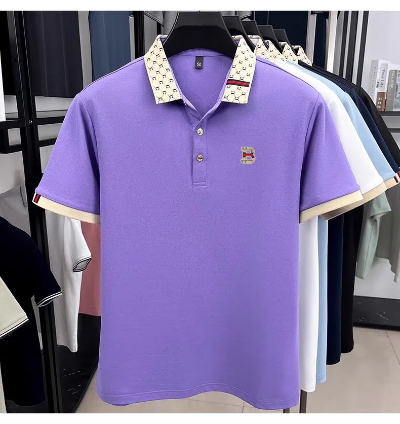 Men’s Contrast Polo Shirt – Short Sleeve Breathable Casual Summer Top men-tshirt AllTrendMart
