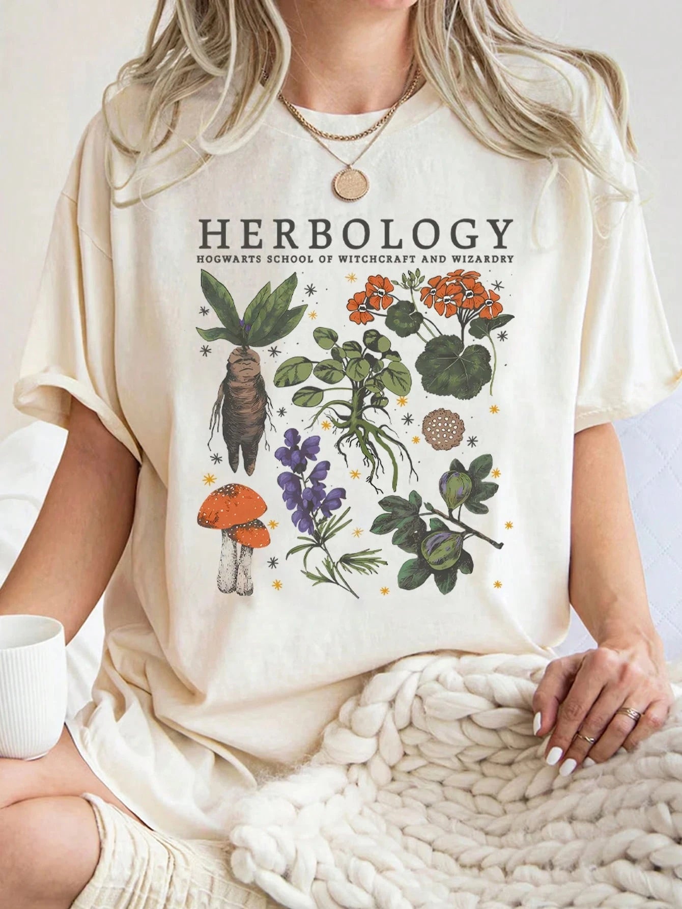 Women’s Herbology Graphic Cotton T-Shirt – Vintage Botanical Casual Tee women-tshirt AllTrendMart