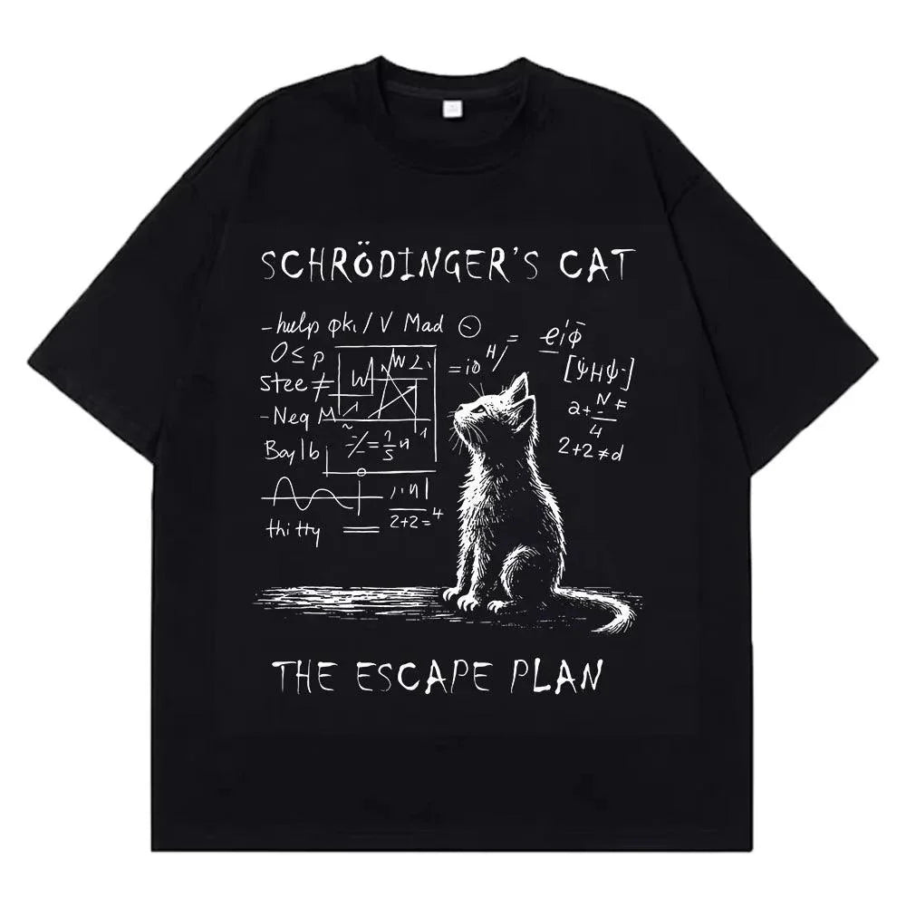 Schrödinger Cat Graphic T-Shirt – Physics Cotton Streetwear Tee - AllTrendMart - image 5