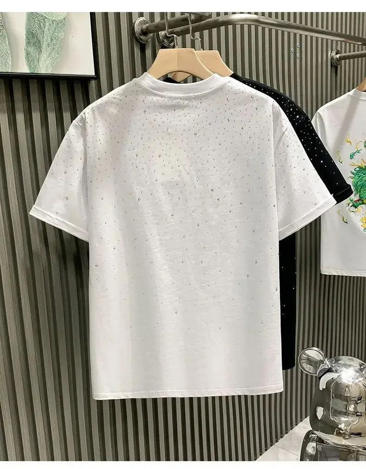 Unisex Rhinestone T-Shirt – Casual Short Sleeve Cotton Blend Tee unisex-tshirt AllTrendMart