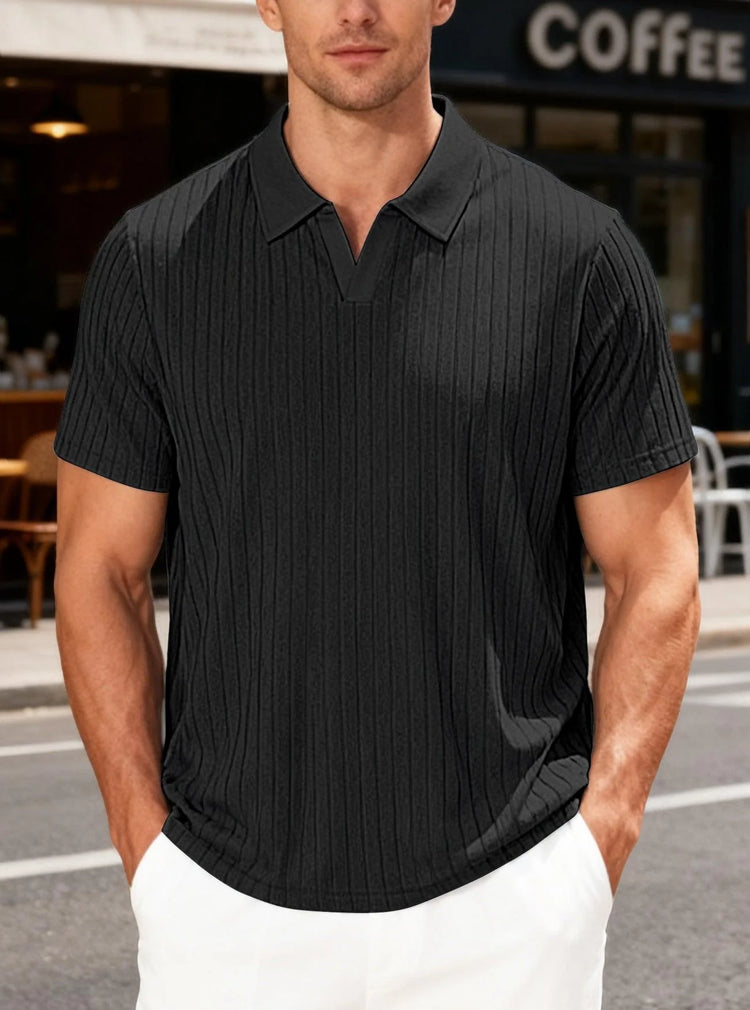 Men’s Jacquard Polo T-Shirt – Casual Relaxed Fit Summer Lapel Top men-tshirt AllTrendMart
