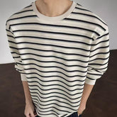 Men’s Striped Loose Fit Long Sleeve T-Shirt – Casual Streetwear Tee men-tshirt AllTrendMart