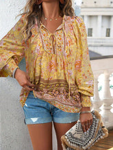 Women’s Printed V-Neck Long Sleeve T-Shirt – Casual Soft Tee women-tshirt AllTrendMart Yellow S