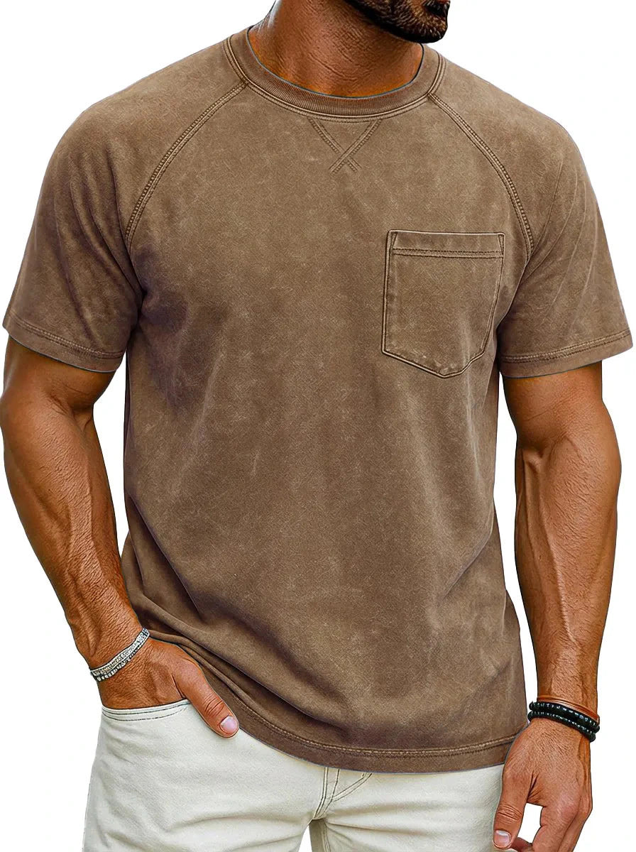Men’s Retro Distressed Raglan T-Shirt – Loose Fit Casual Streetwear Tee men-tshirt AllTrendMart