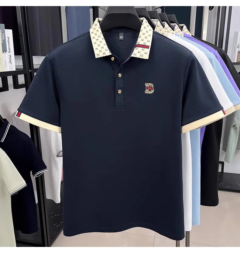 Men’s Contrast Polo Shirt – Short Sleeve Breathable Casual Summer Top men-tshirt AllTrendMart