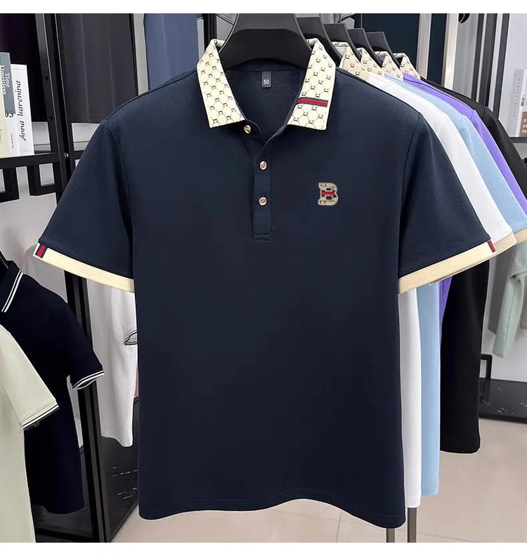 Men’s Contrast Polo Shirt – Short Sleeve Breathable Casual Summer Top men-tshirt AllTrendMart