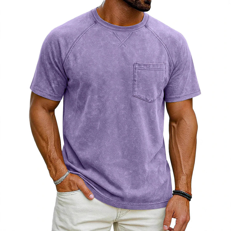 Men’s Retro Distressed Raglan T-Shirt – Loose Fit Casual Streetwear Tee men-tshirt AllTrendMart