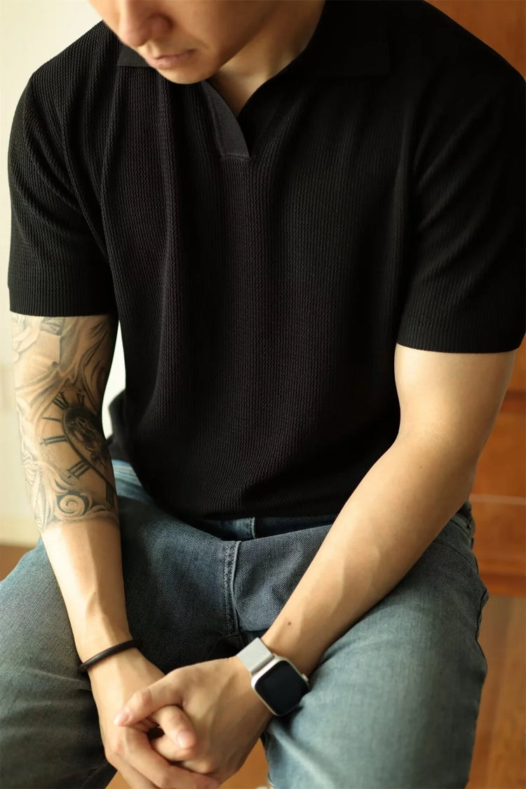 Men’s Minimalist Polo T-Shirt – Short Sleeve Casual Retro Style Top men-tshirt AllTrendMart