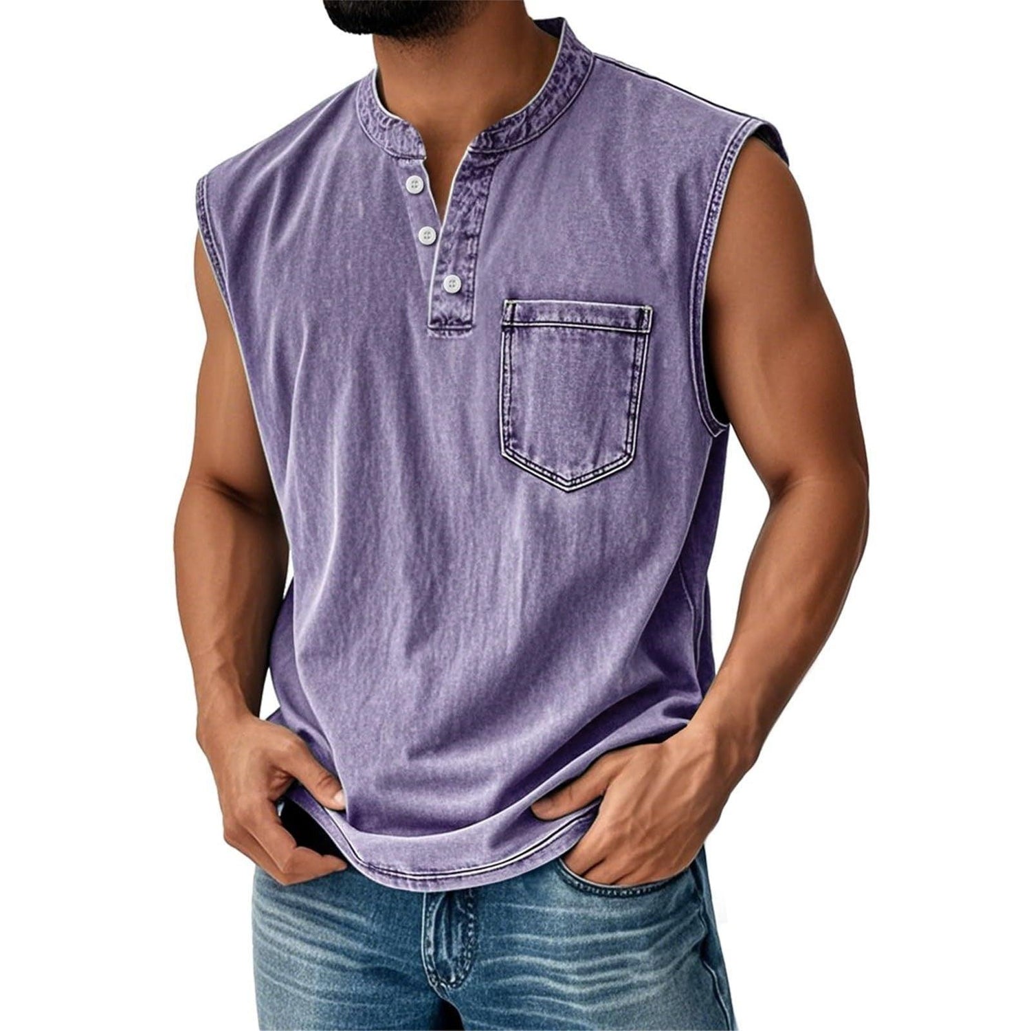 Men’s Sleeveless Tank Top – Lightweight Casual Summer Muscle Tee men-tshirt AllTrendMart Purple S