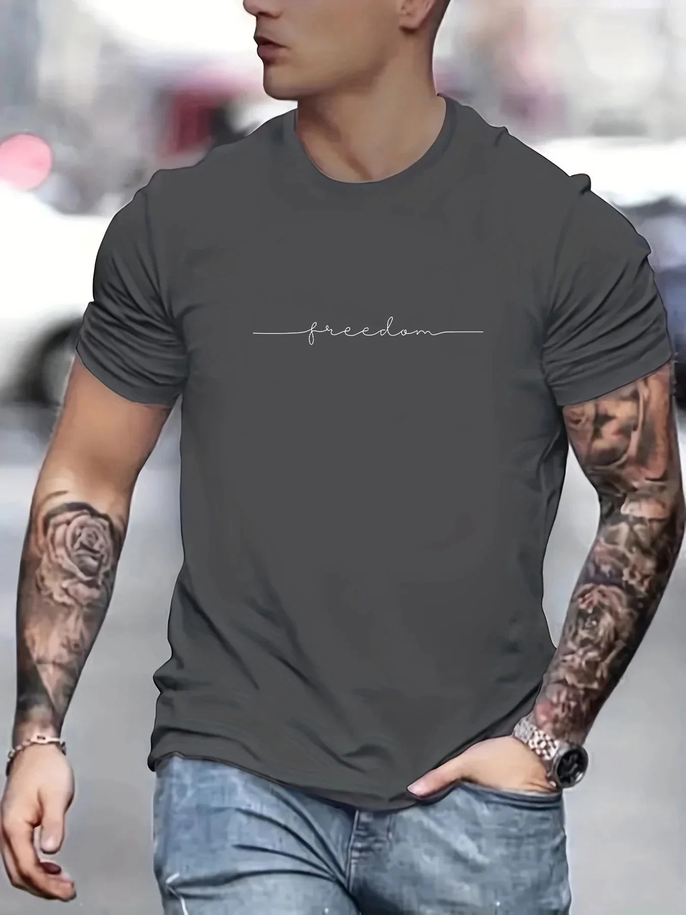 Men’s Graphic Cotton T-Shirt – Slim Fit Casual Short Sleeve Tee men-tshirt AllTrendMart