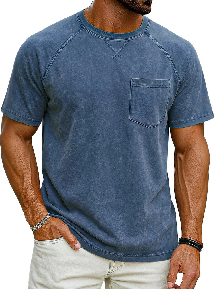 Men’s Retro Distressed Raglan T-Shirt – Loose Fit Casual Streetwear Tee men-tshirt AllTrendMart