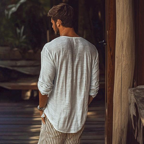 Men’s Slim Fit V-Neck Long Sleeve T-Shirt – Lightweight Casual Top men-tshirt AllTrendMart