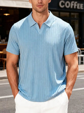 Men’s Jacquard Polo T-Shirt – Casual Relaxed Fit Summer Lapel Top men-tshirt AllTrendMart Light Blue S