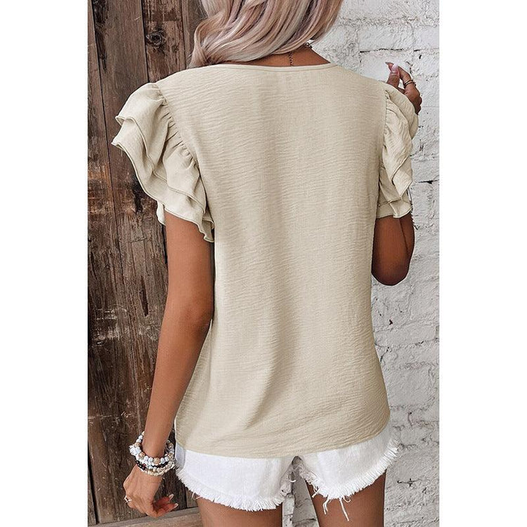 Women’s Petal Sleeve T-Shirt – Loose Fit Casual Summer Top women-tshirt AllTrendMart