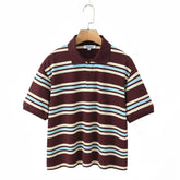 Retro Contrast Color Pure Cotton Striped Polo T-Shirt men-tshirt AllTrendMart B L