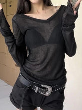 Women’s Sheer Long Sleeve T-Shirt – Slim Fit Lightweight Y2K Top women-tshirt AllTrendMart