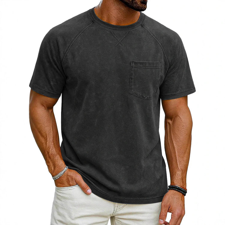 Men’s Retro Distressed Raglan T-Shirt – Loose Fit Casual Streetwear Tee men-tshirt AllTrendMart