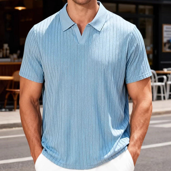 Men’s Jacquard Polo T-Shirt – Casual Relaxed Fit Summer Lapel Top men-tshirt AllTrendMart