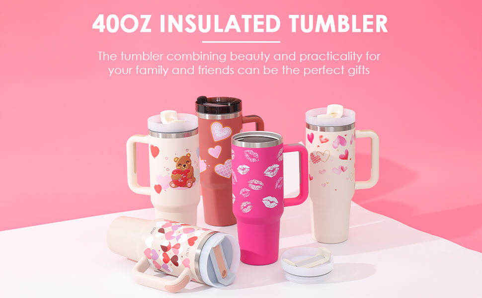 40 Oz Tumbler With Handle Straw Insulated, Stainless Steel Spill Proof Vacuum Coffee Cup Tumbler With Lid Tapered Mug (10204717777176)