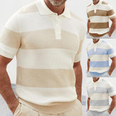Men’s Short Sleeve Knit Polo T-Shirt – Slim Fit Color Block Casual Top men-tshirt AllTrendMart