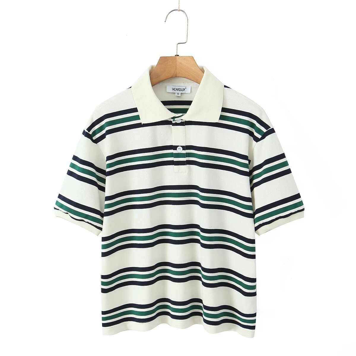 Retro Contrast Color Pure Cotton Striped Polo T-Shirt men-tshirt AllTrendMart A L