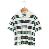 Retro Contrast Color Pure Cotton Striped Polo T-Shirt men-tshirt AllTrendMart A L