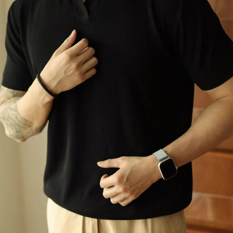 Men’s Minimalist Polo T-Shirt – Short Sleeve Casual Retro Style Top men-tshirt AllTrendMart