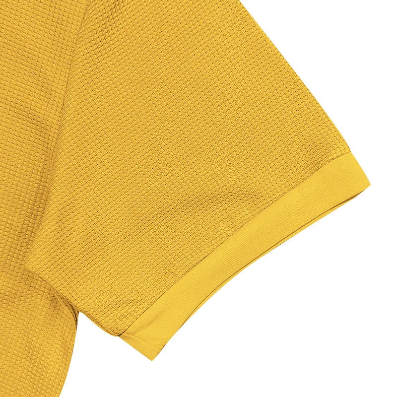 Men’s Waffle Knit Polo Shirt – Slim Fit Short Sleeve Casual Summer Top men-tshirt AllTrendMart
