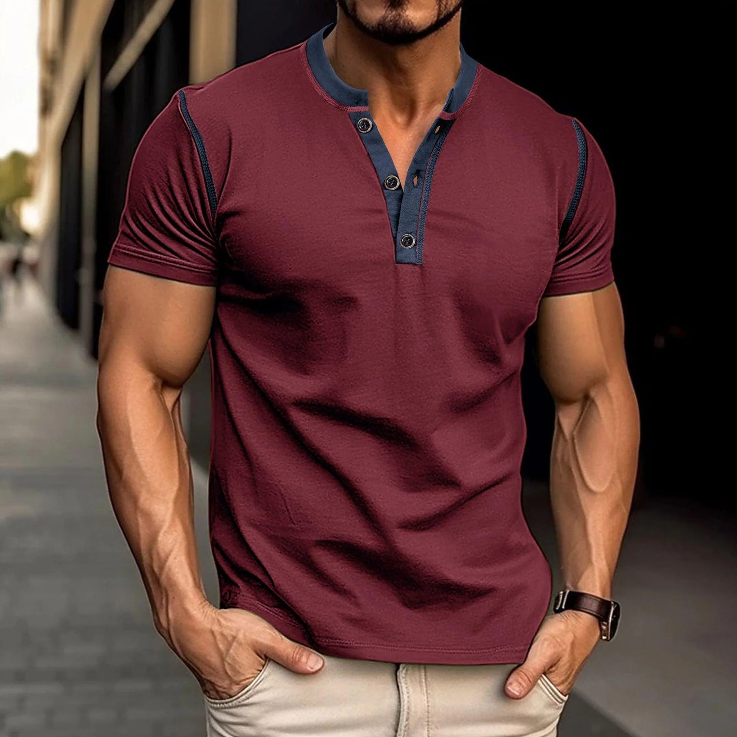 Men’s V-Neck Polo T-Shirt – Short Sleeve Casual Summer Top men-tshirt AllTrendMart