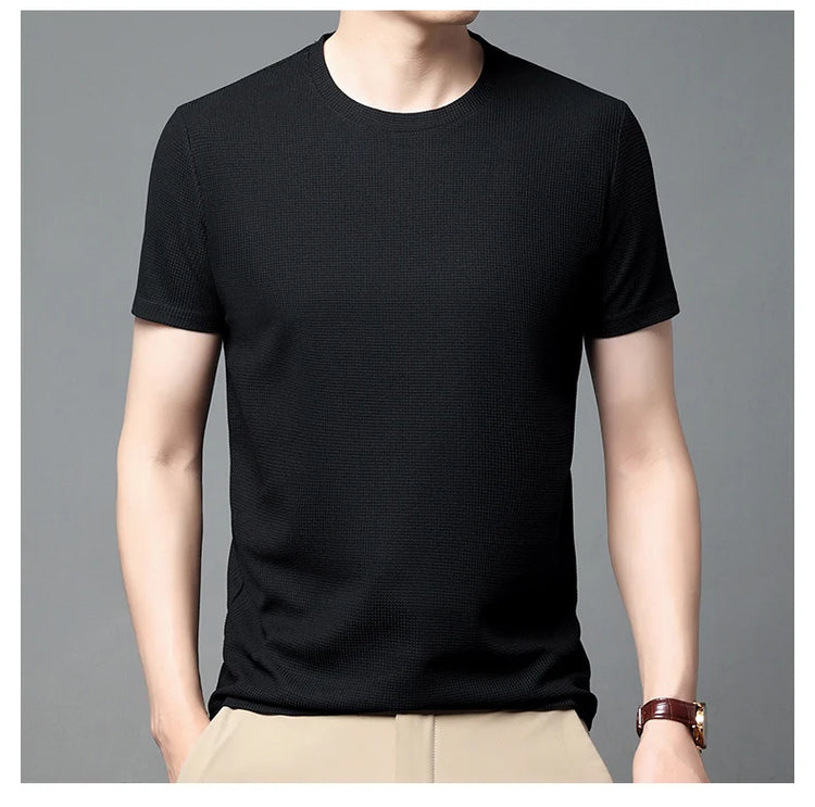 Men’s Waffle Knit T-Shirt – Short Sleeve Breathable Casual Summer Top men-tshirt AllTrendMart