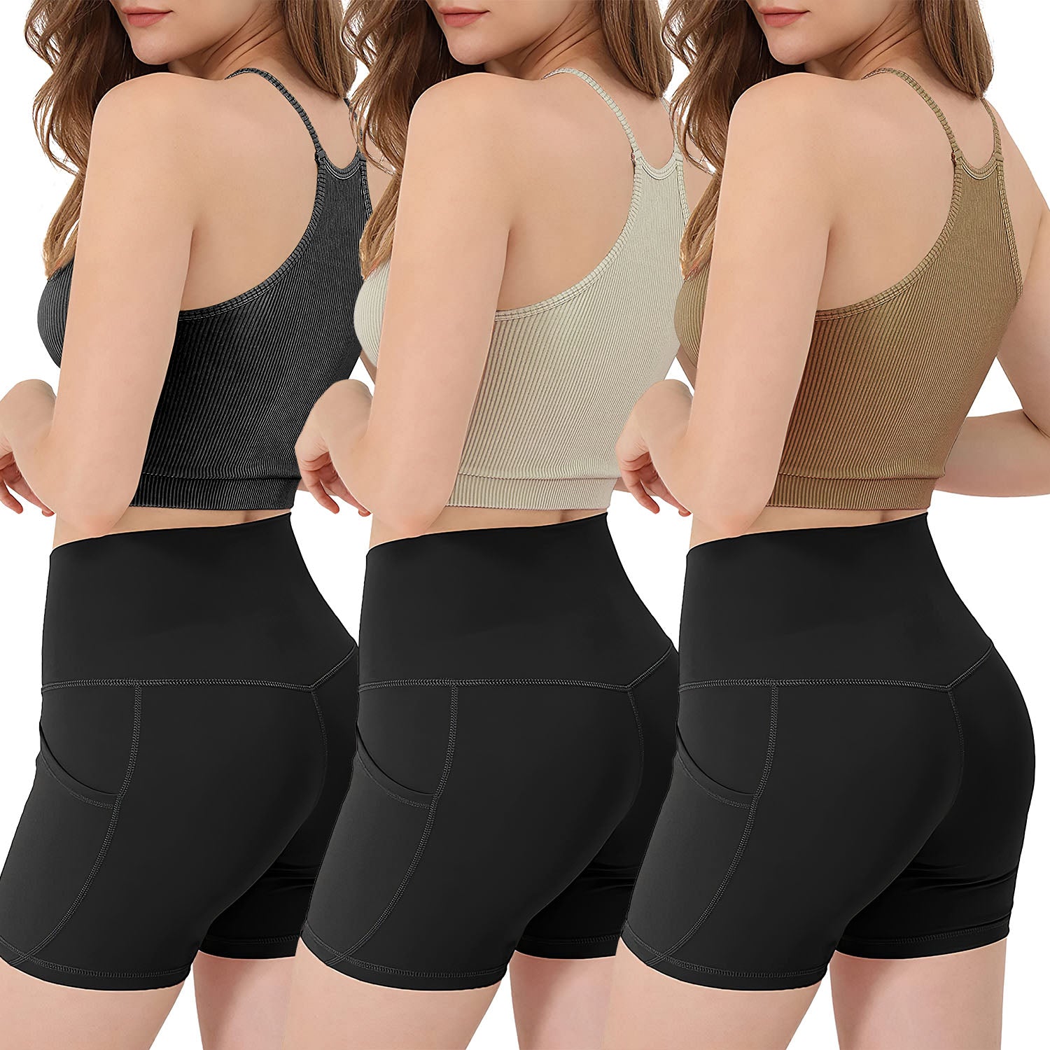 3 Pack Women Crop Basic Tank Top Ribbed Knit Sleeveless Round Neck 9 Color Machine Wash Summer Crop S To XL (10220067815704)