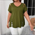 Women’s Plus Size Criss Cross V-Neck T-Shirt – Short Sleeve Casual Top women-tshirt AllTrendMart Green 1XL