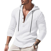 Men’s Hooded Long Sleeve T-Shirt – Lightweight Linen Casual Hoodie men-tshirt AllTrendMart