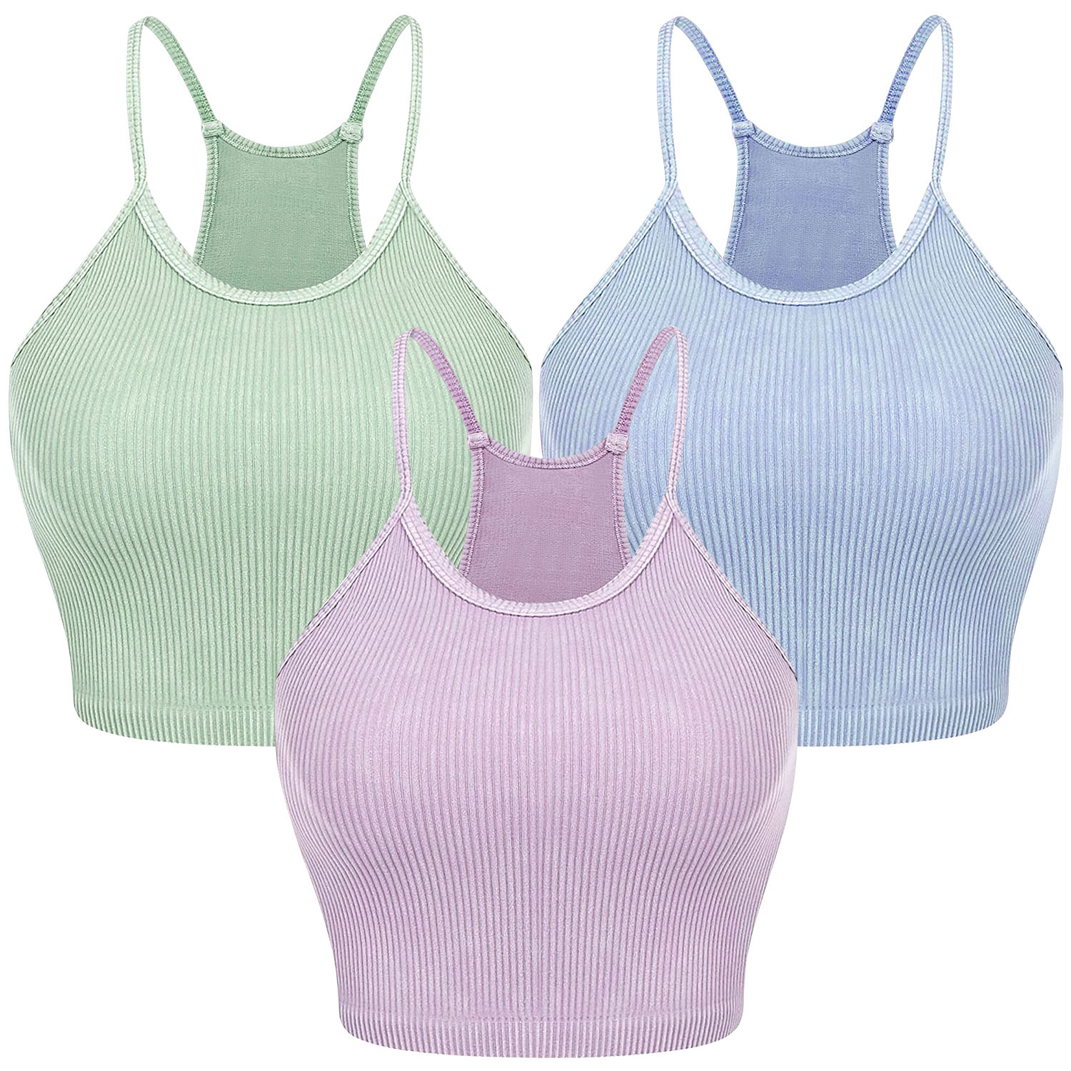 3 Pack Women Crop Basic Tank Top Ribbed Knit Sleeveless Round Neck 9 Color Machine Wash Summer Crop S To XL (10220067815704)