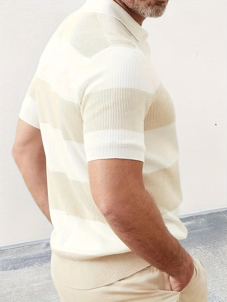 Men’s Short Sleeve Knit Polo T-Shirt – Slim Fit Color Block Casual Top men-tshirt AllTrendMart