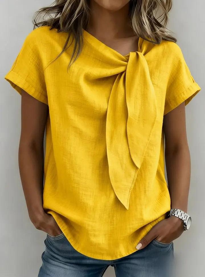 Women’s Casual Summer T-Shirt – Lightweight Loose Fit Everyday Tee women-tshirt AllTrendMart Yellow S