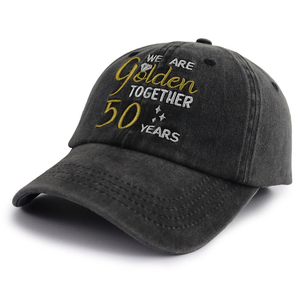 2pcs 50th Wedding Anniversary Gifts For Couple Baseball Cap For Men Women, Parents, Grandpa Grandma (10219955093784)